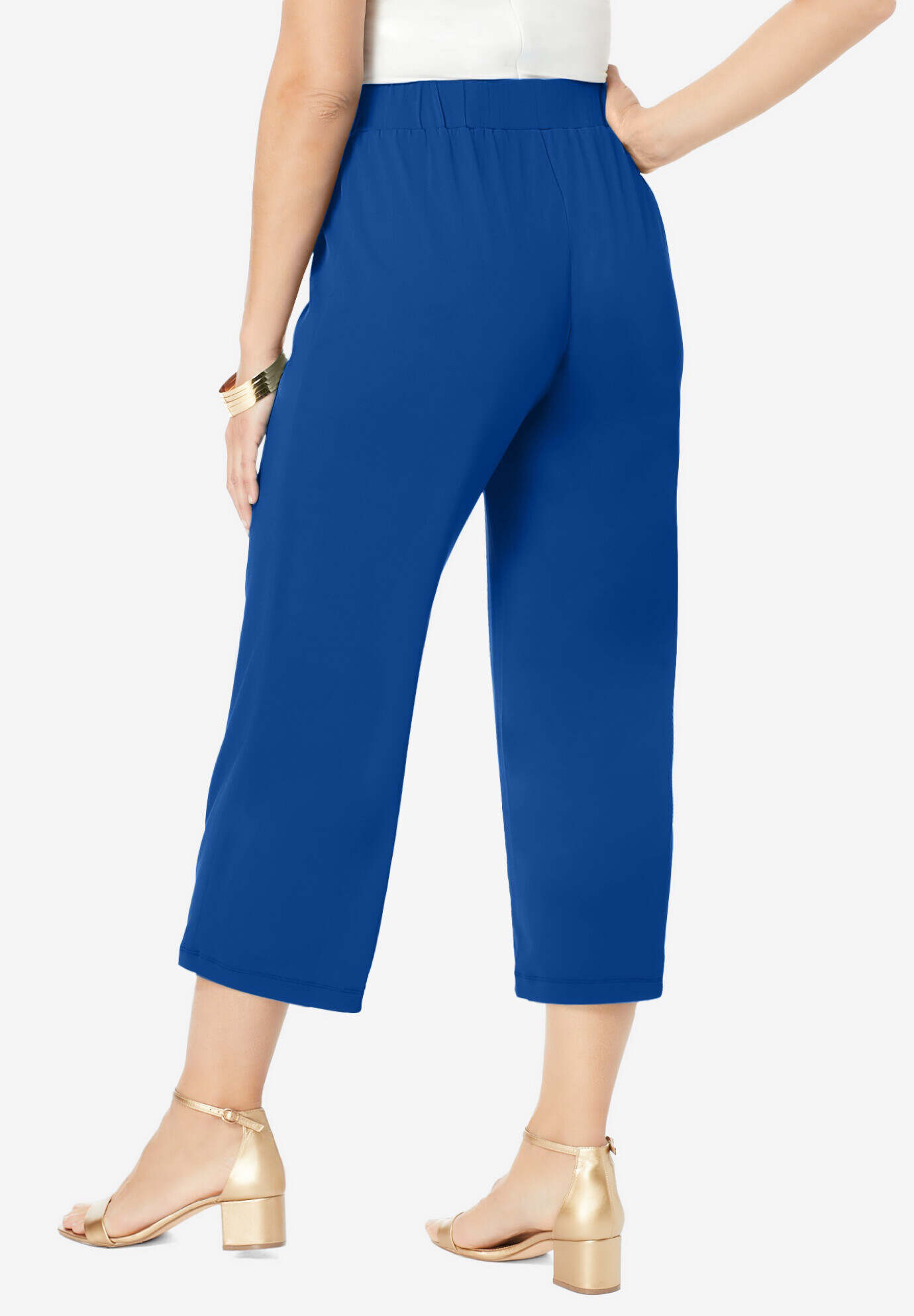 Stretch Knit Wide Leg Crop Pant
