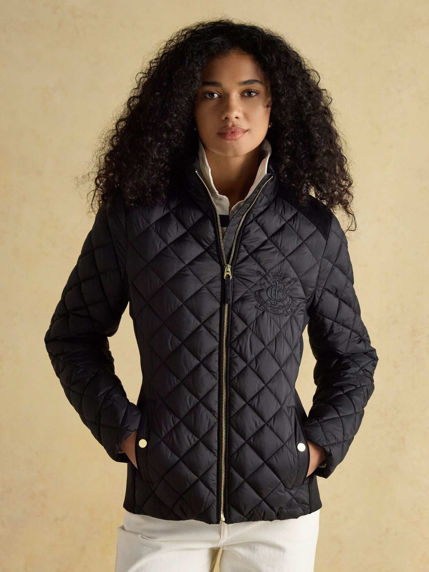 Braemar Luxe Navy Blue Showerproof Diamond Quilted Coat