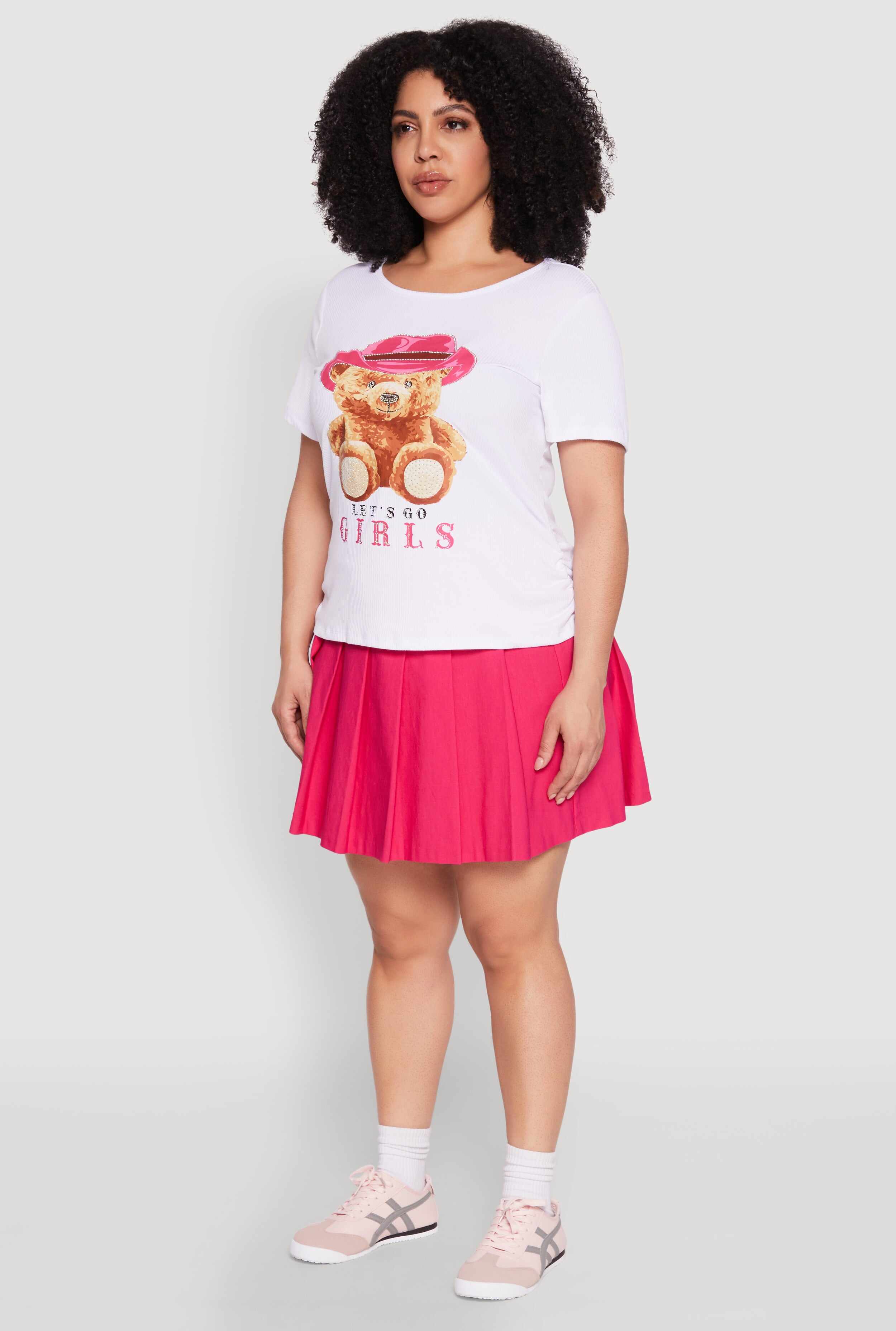 Plus Size Rib Knit Lets Go Girls Graphic Tee