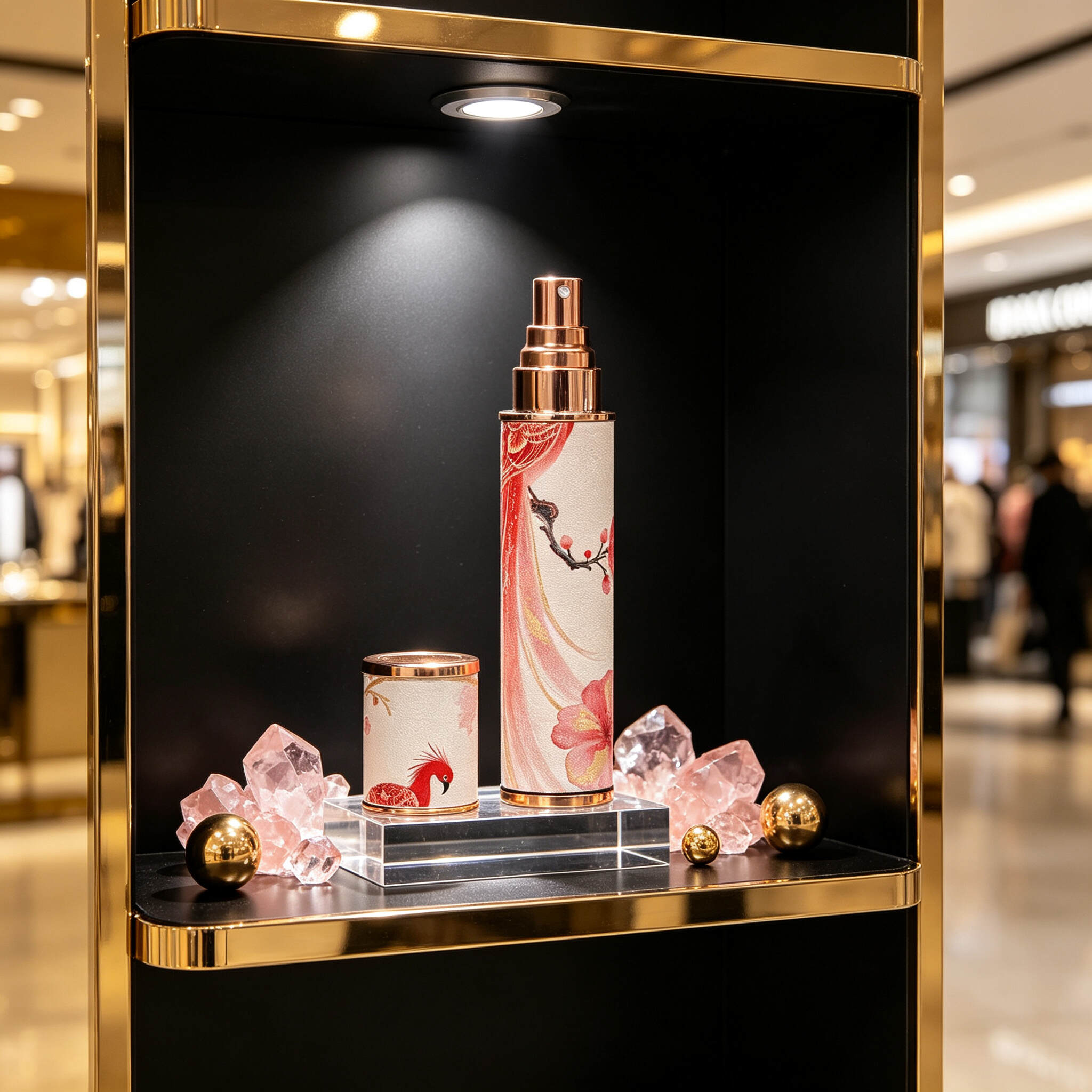 Country Trendy Phoenix Leather Glass Perfume Bottle with Print - High-end Portable Travel Spray