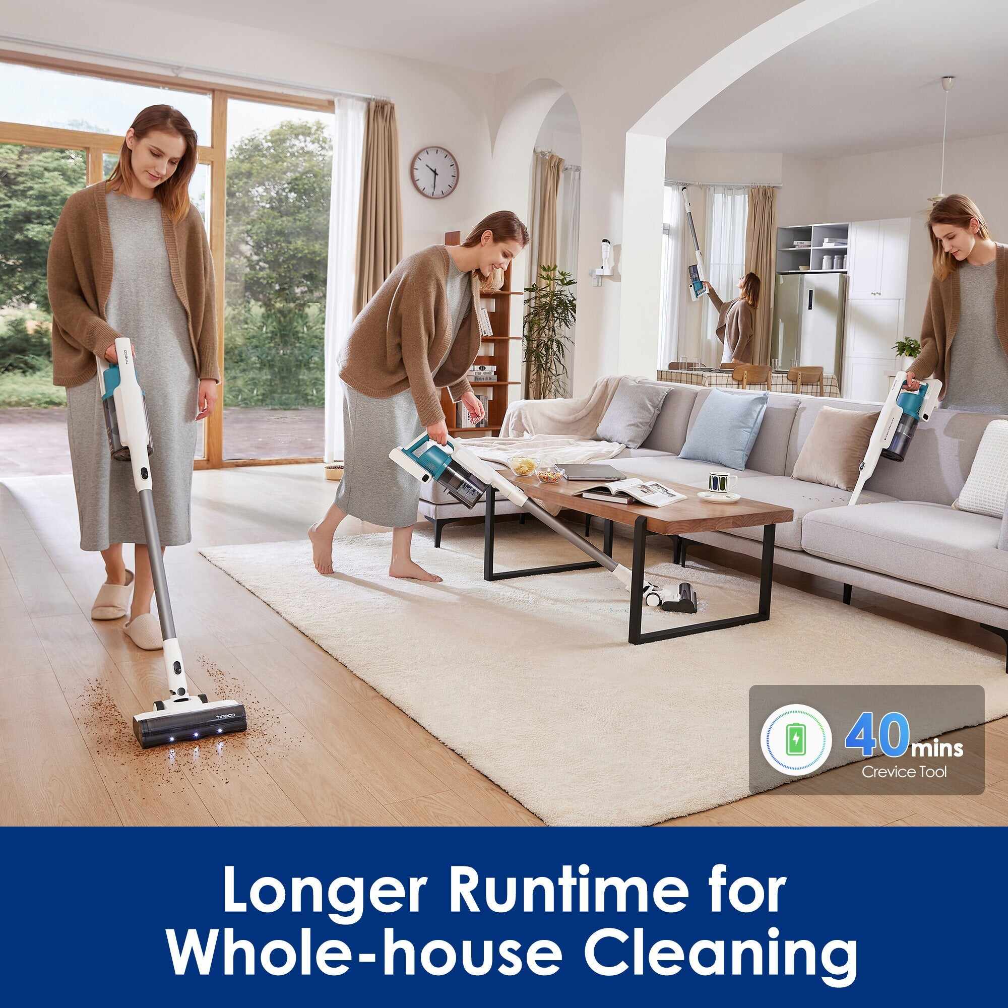 Tineco GO Cordless Stick Vacuum, 40 min Run Time - Teal (GO201)