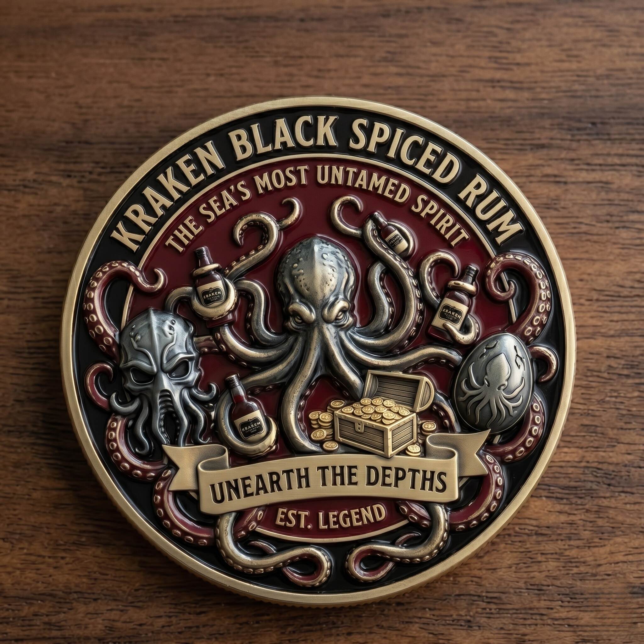 The Kraken Black Spiced Rum 2-Sided Challenge Coin