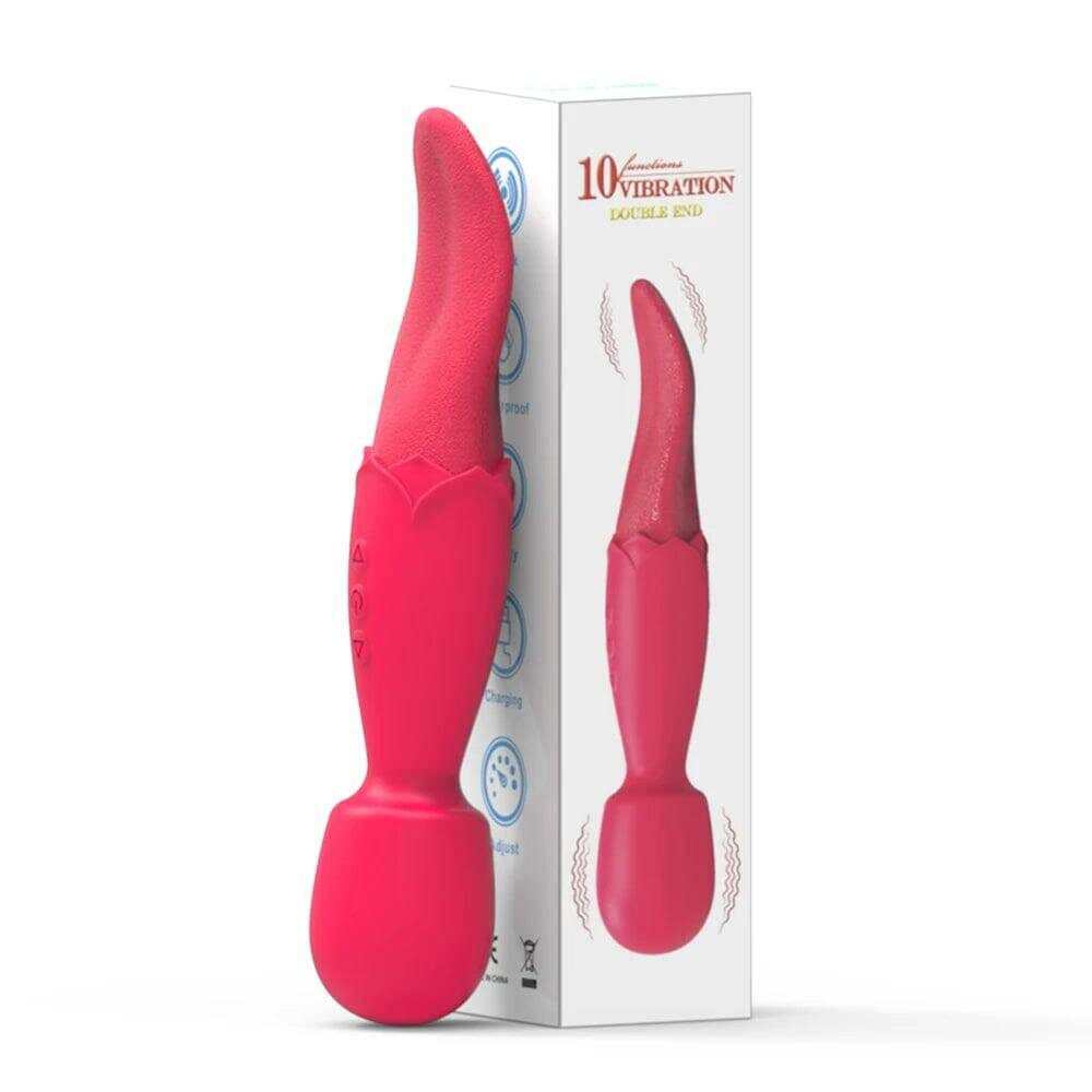 Powerful AV Vibrator Dildos Real Tongue Licking for Women 10 Modes Clitoris Stimulator G Spot Vagina Massager Sex Toys for Woman