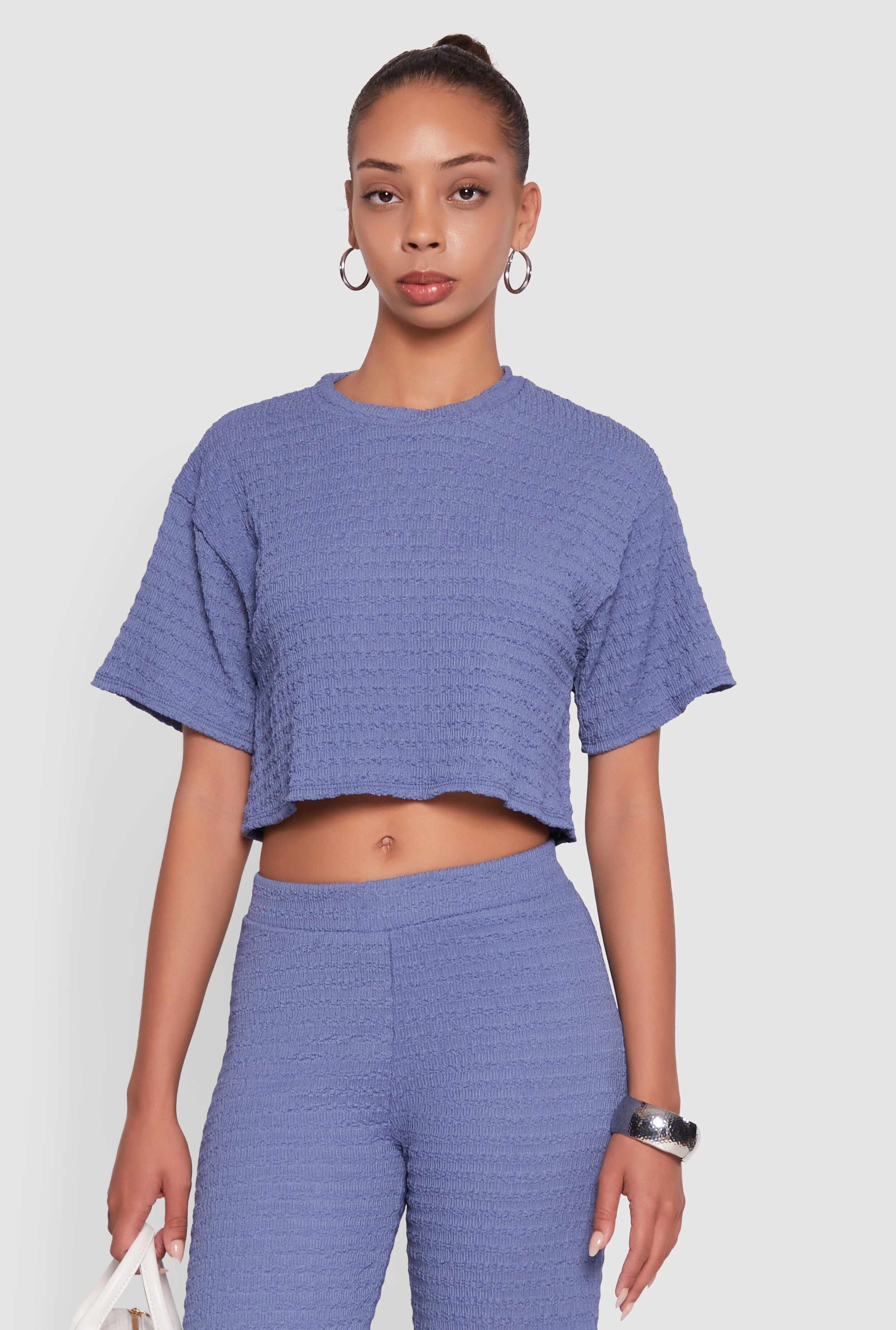 Textured Knit Boxy Crop Top