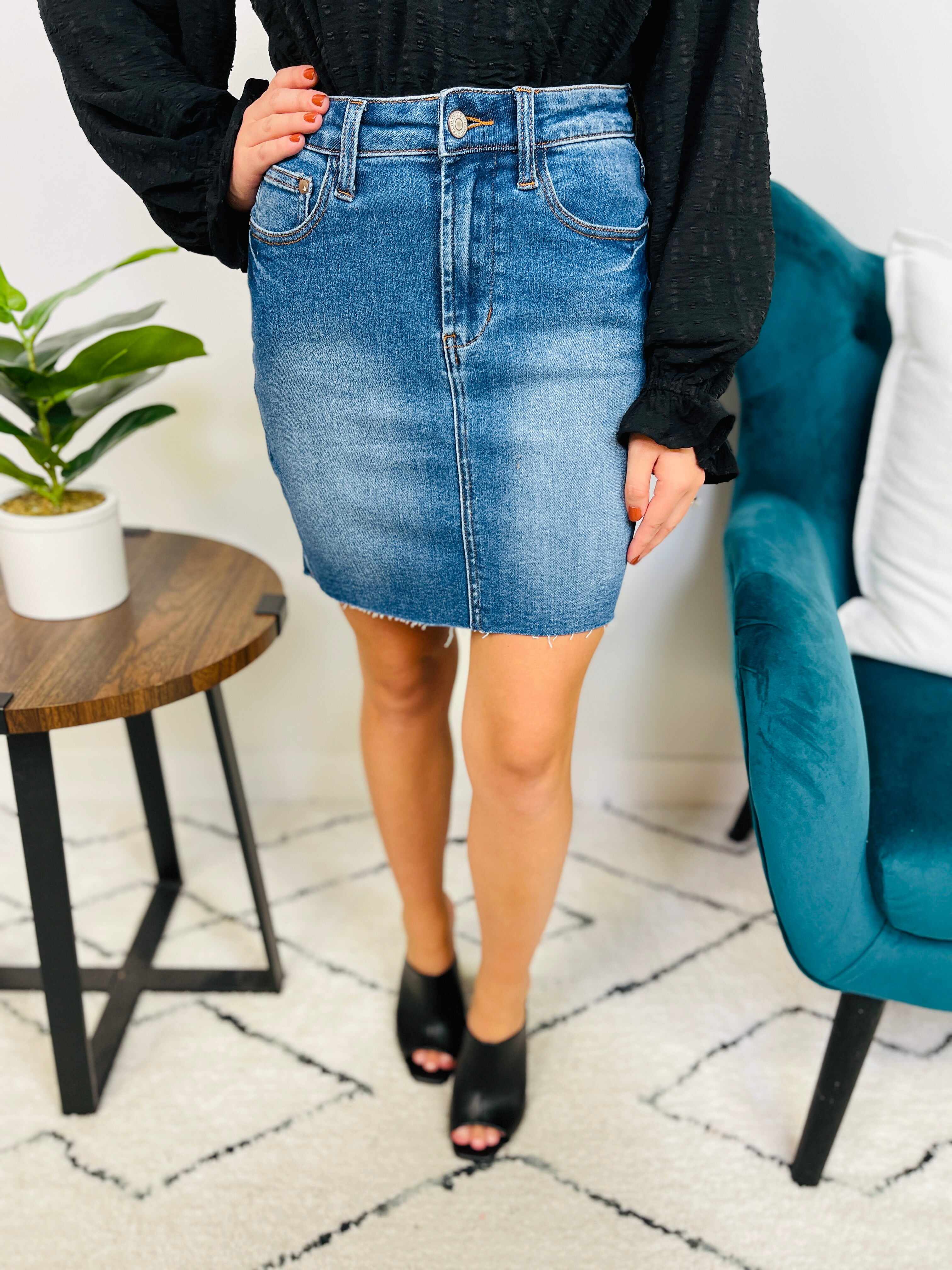 Plus/Reg I See You Looking Denim Skirt