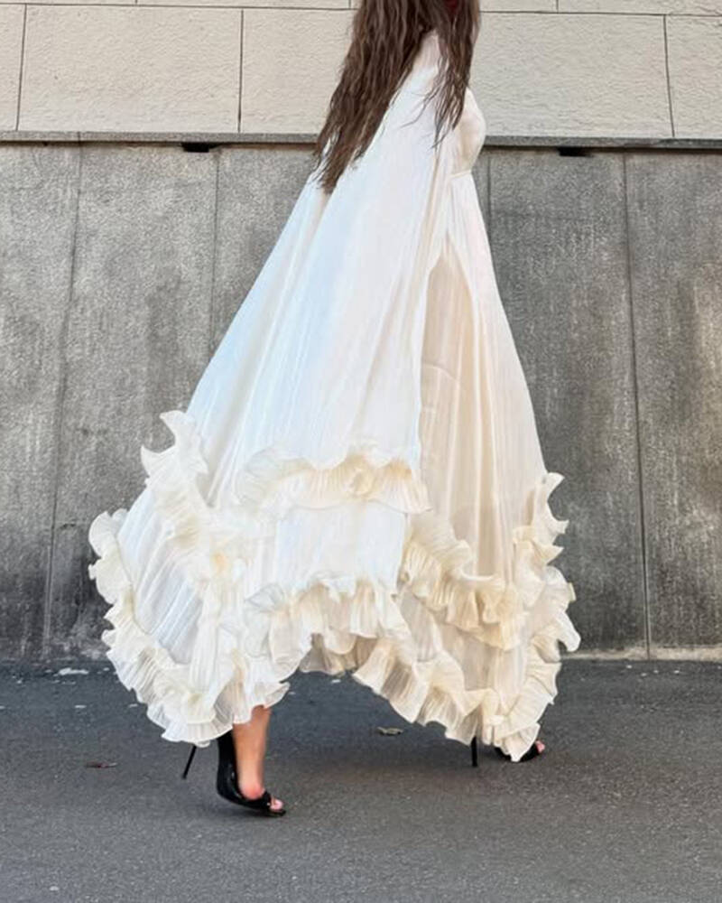 Round Neck Ruffled Fashionable Dress