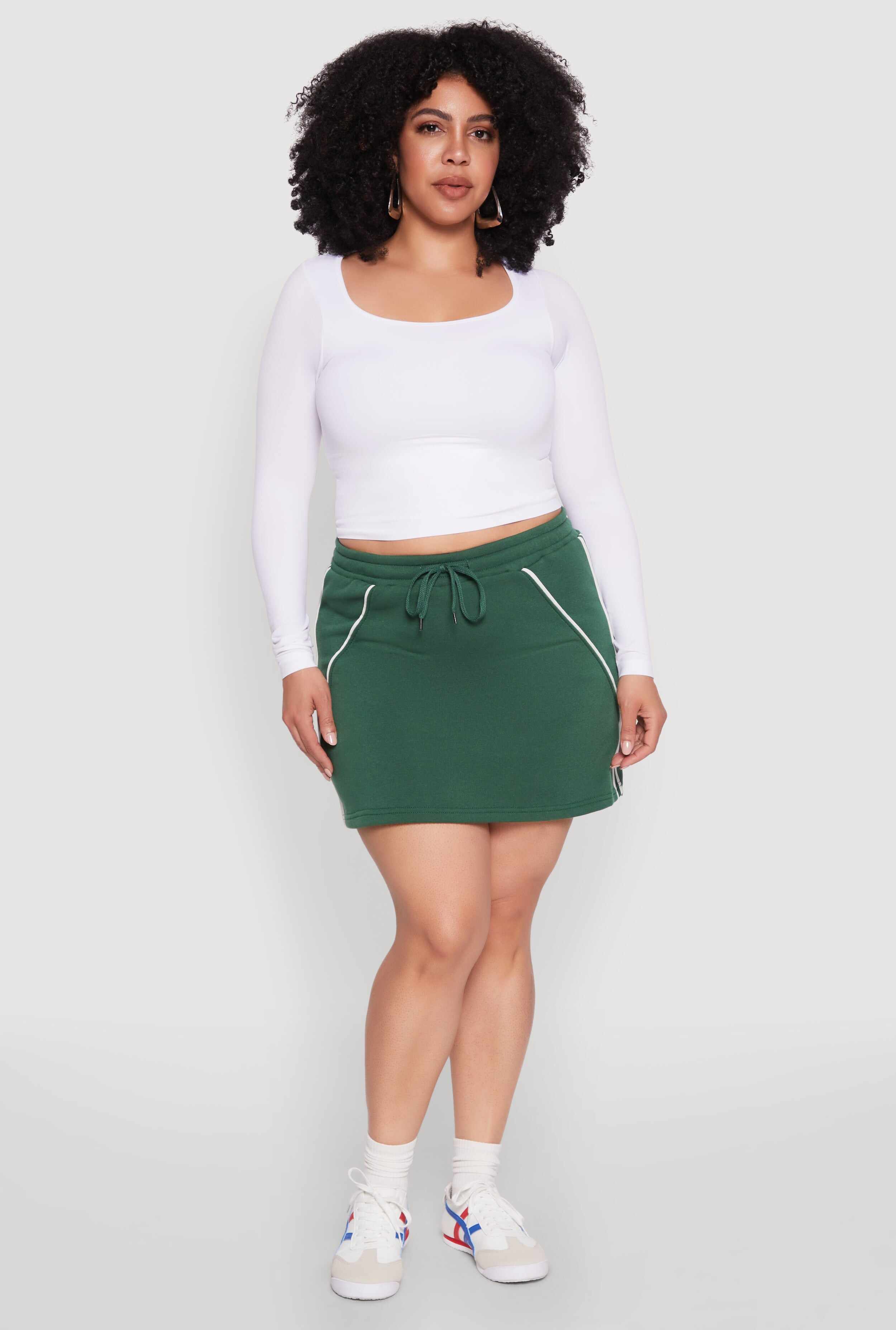 Plus Size Contrast Trim Skort