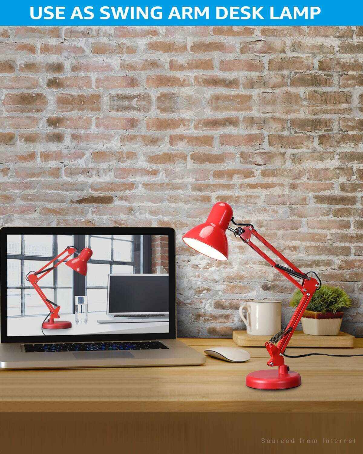 TORCHSTAR Metal Desk Lamp with Clamp, Swing Arm , Architect Adjustable Gooseneck Table Lamp, Clip Desk Lights for Home Office, Work, Study, Reading, E26 Base, Multi-Joint, Black