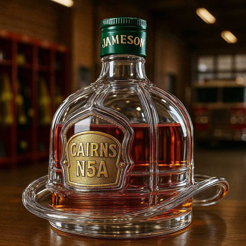 Cairns N5A Tribute Fire Helmet  Whiskey Bottle