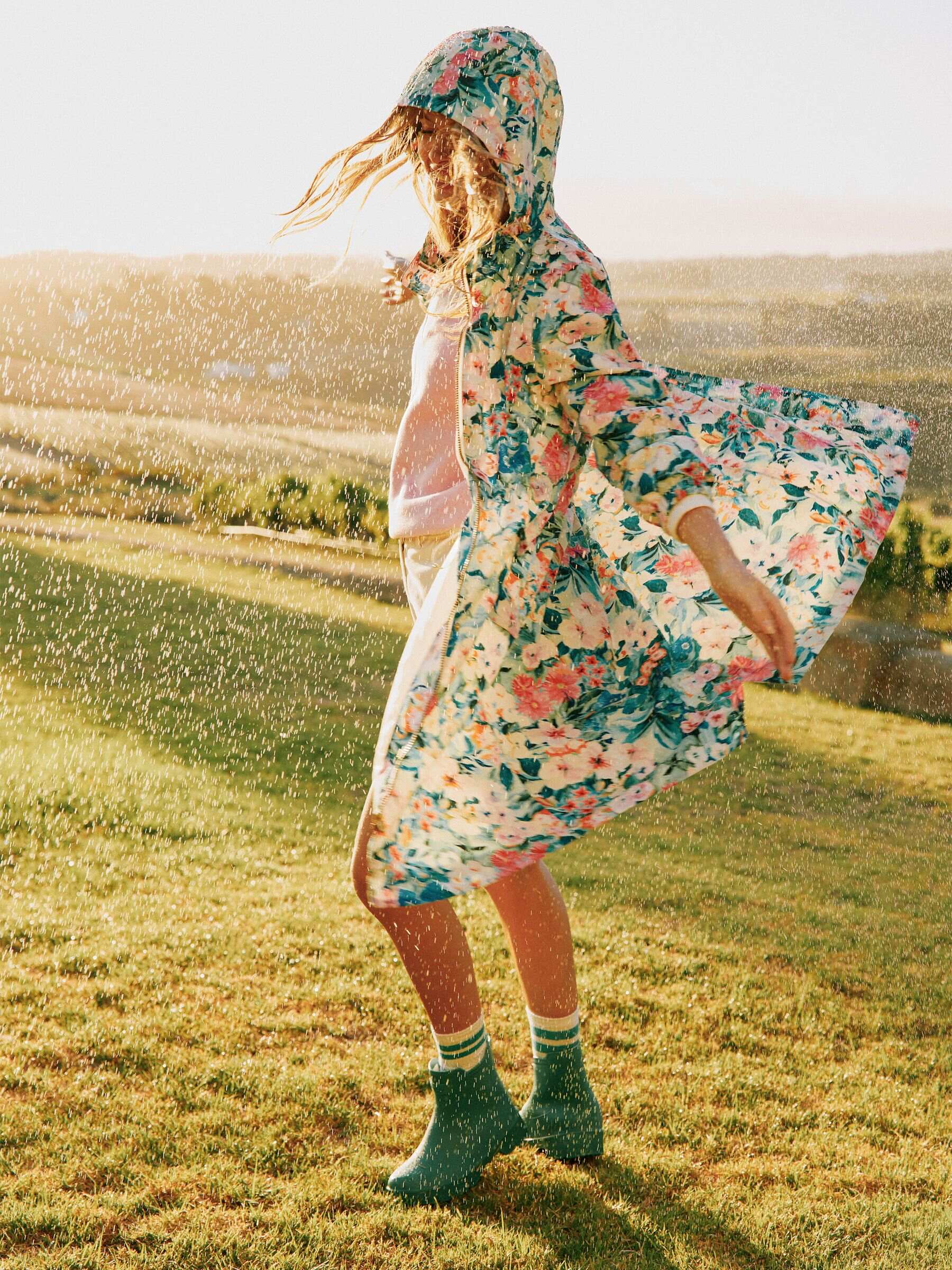 Holkham Floral Waterproof Packable Raincoat With Hood