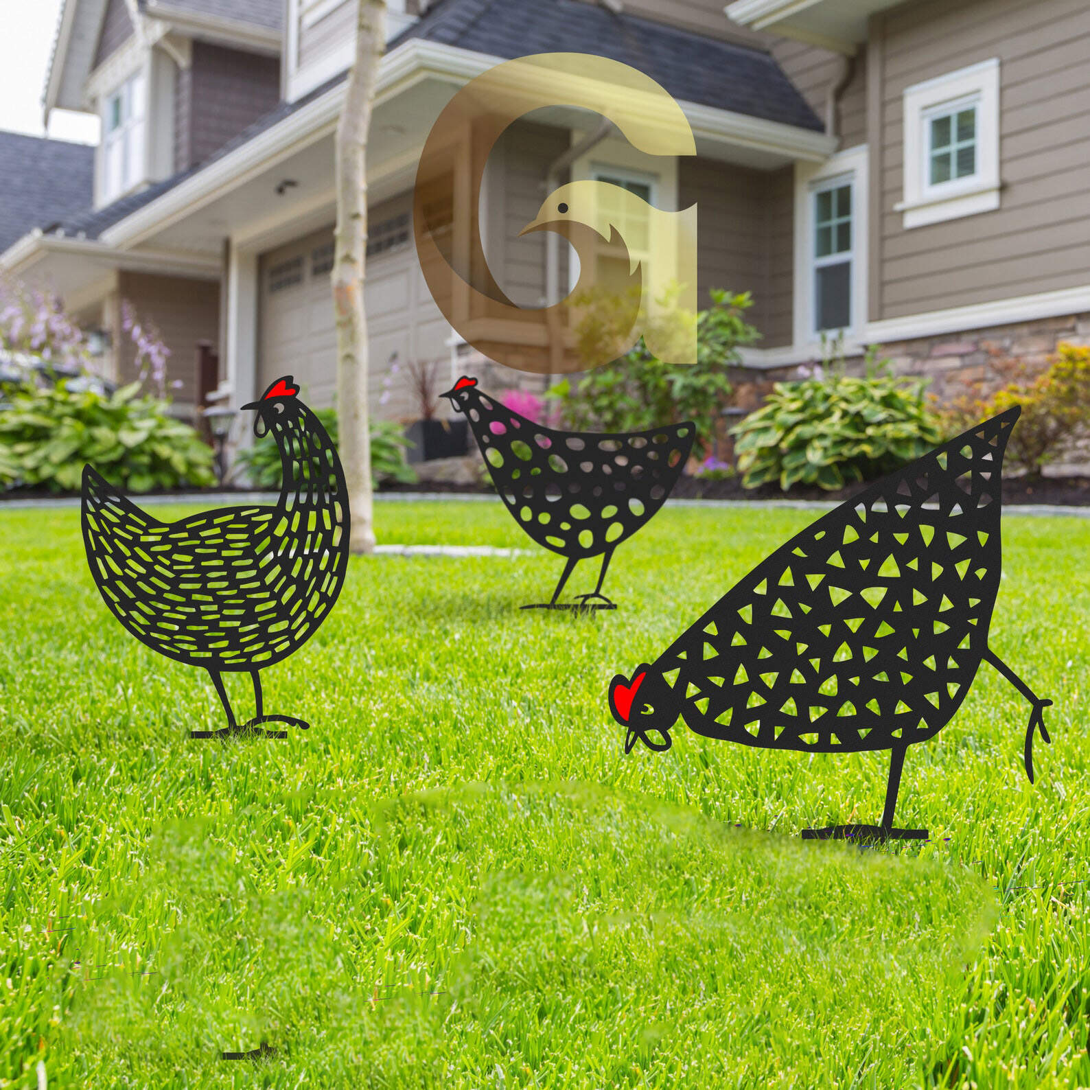 Metal Chicken Yard Art