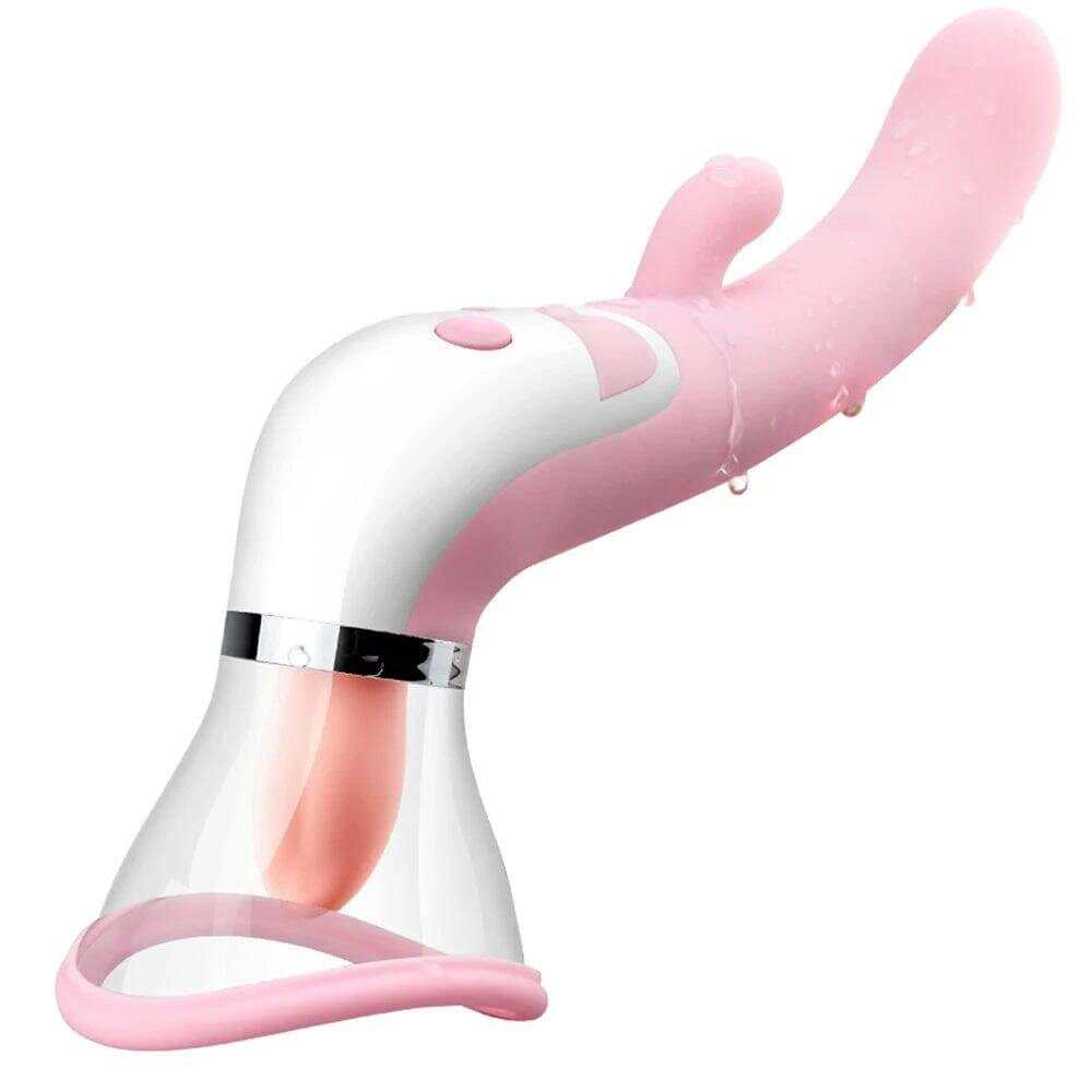 PASSION PULSE ADULT Heating Dildo with Licking & Clitoris Sucker