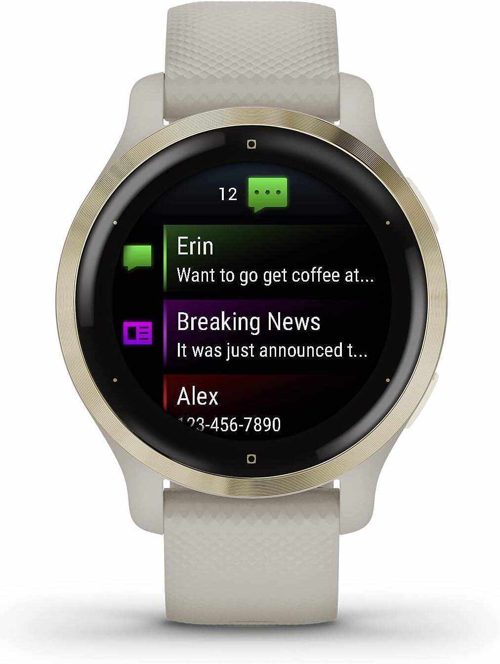 Garmin Venu 2, GPS Smartwatch with Advanced Health Monitoring and Fitness Features, Slate Bezel with Black Case and Silicone Band , 27.9 mm