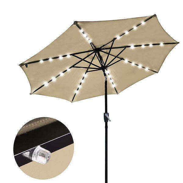 Yescom 9ft Solar LED Market Tilt Patio Umbrella