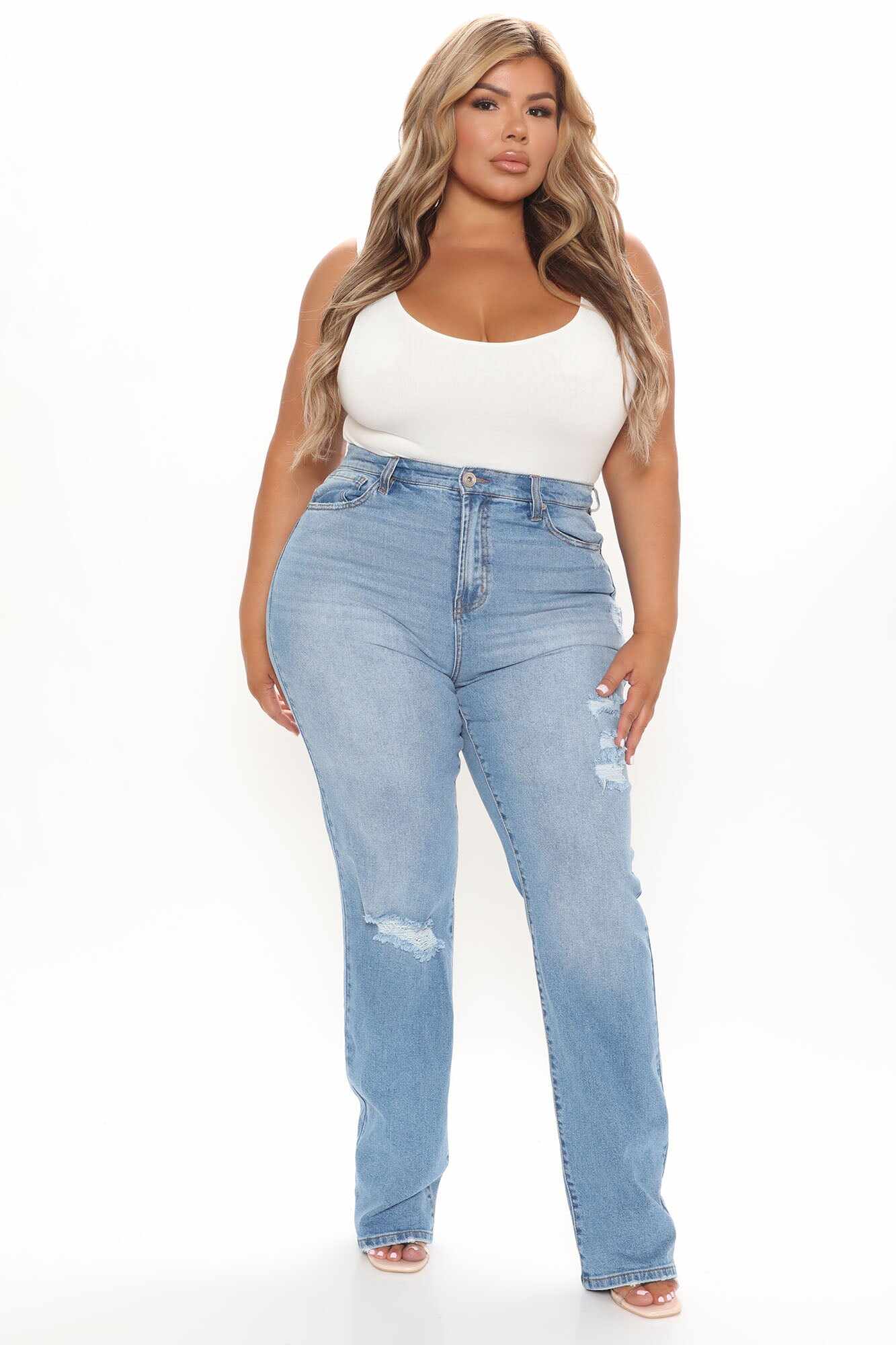 Replay Of The 90's Slim Straight Leg Jeans - Medium Blue Wash