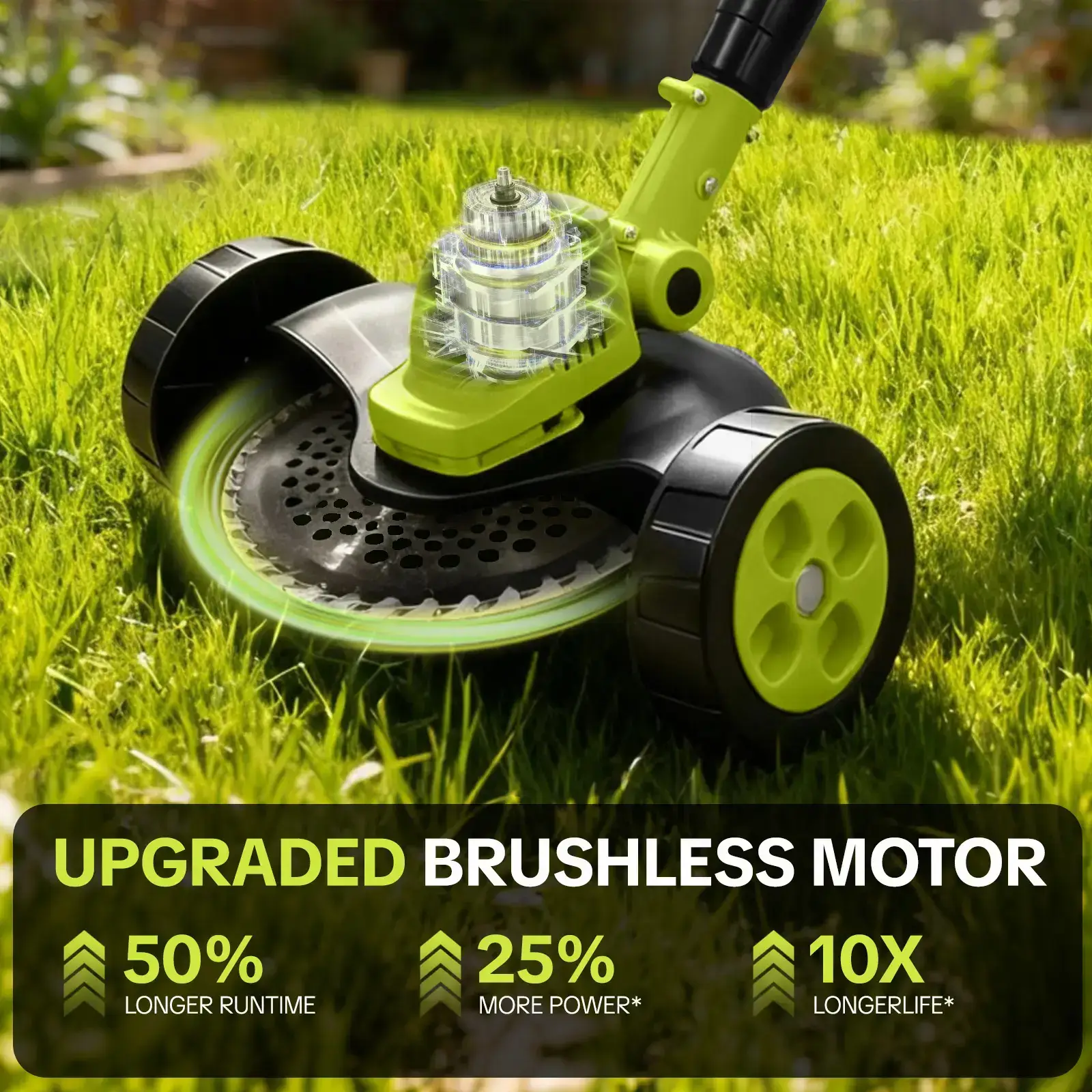 Cordless Lawn Mower, Garden Tool (Mower, Trimmer, Edger) with 2×21V Batteries, Lightweight for Small to Medium Backyards