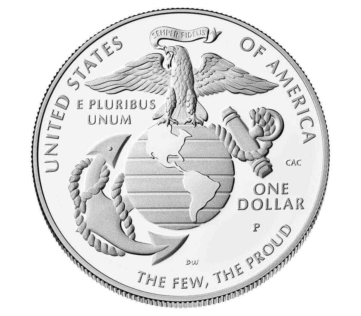 2025 P U.S. Marine Corps USMC 250th Anniversary Silver Commemorative Dollar, First Strike PCGS MS70