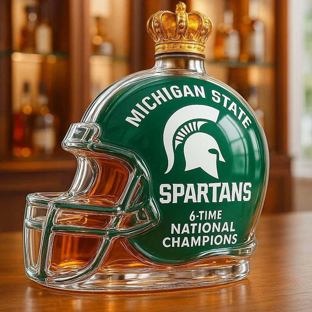 Michigan State Spartans 6-Time National Champion Whiskey Bottle