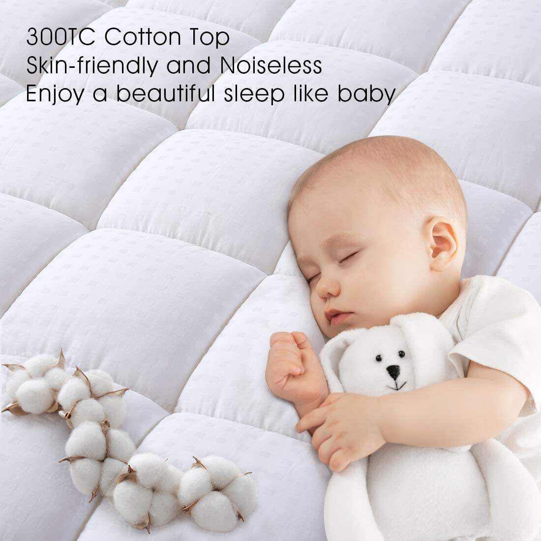 Queen Size Mattress Pad Pillow Top Mattress Cover Quilted