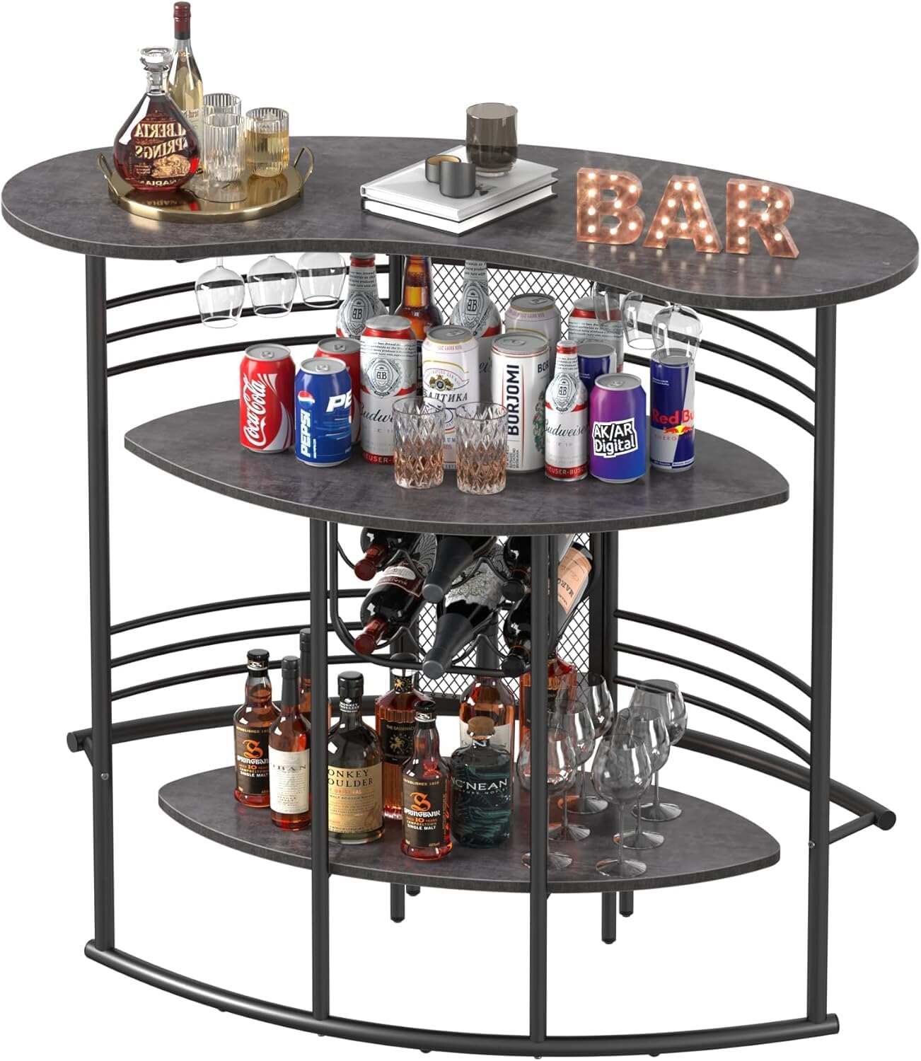 VECELO Vintage Liquor Cabinet Wine Rack Bar Unit