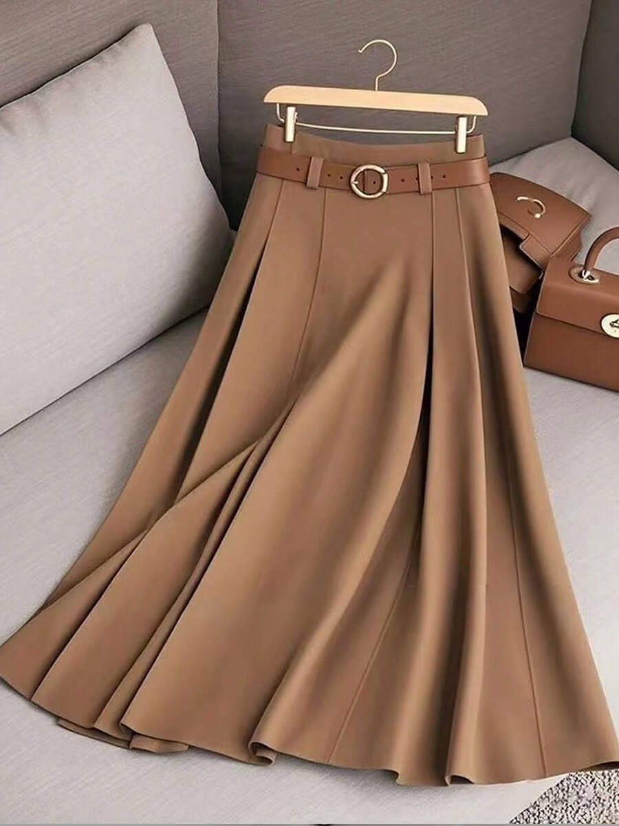 🔥Summer Arrivals🌟Women's Solid Color High Waist A-Line Casual Skirt