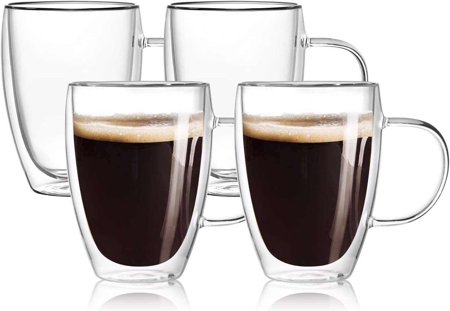 Espresso Cups With Handle,Espresso Shot Glasses,Clear Expresso Coffee Cups,Double Wall Insulated Espresso Mugs,Microwave Dishwasher Safe,Suit for Espresso Machine