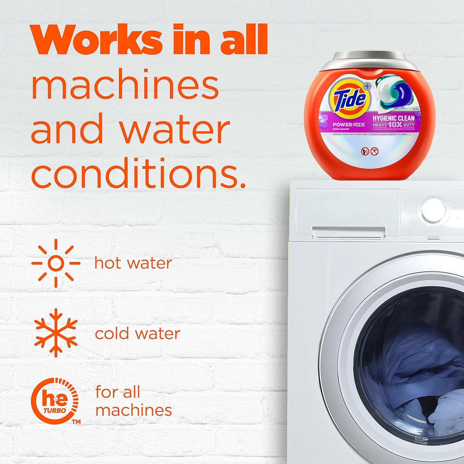 Tide Hygienic Clean Heavy Duty 10x Free Power PODS Laundry Detergent, 63 count, Unscented, For Visible and Invisible Dirt
