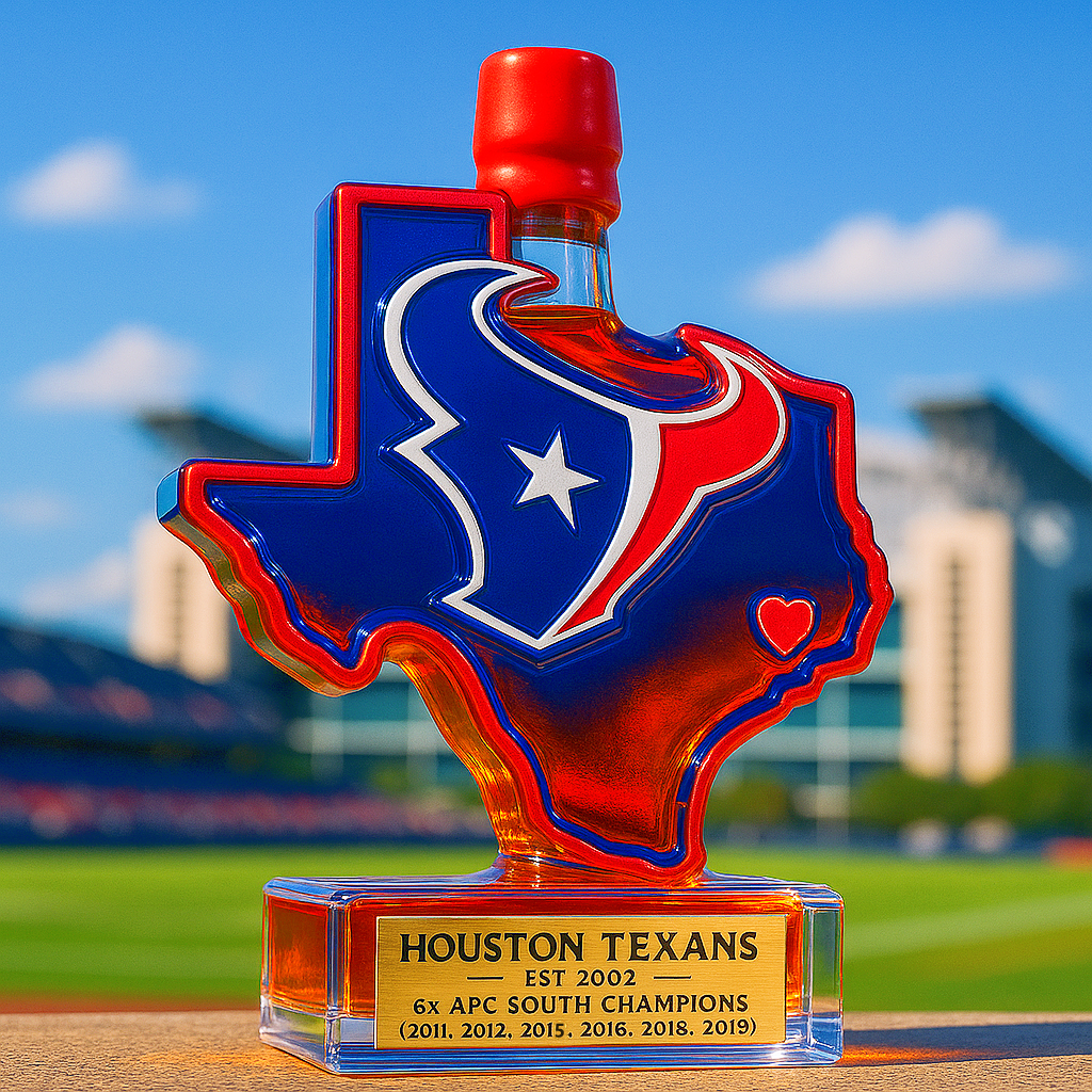 Houston Texans State Map Whiskey Bottle