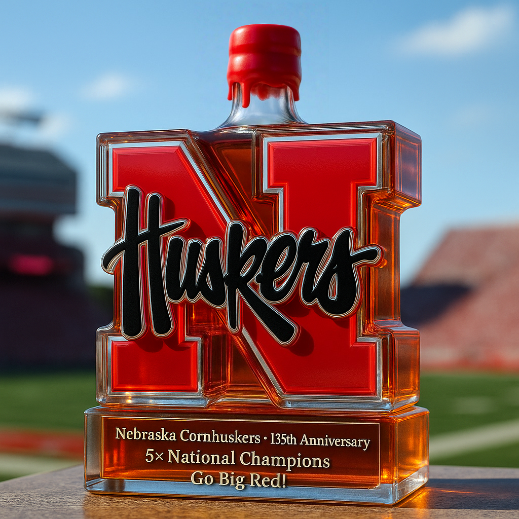 Nebraska Cornhuskers 135th Commemorative Whiskey Bottle