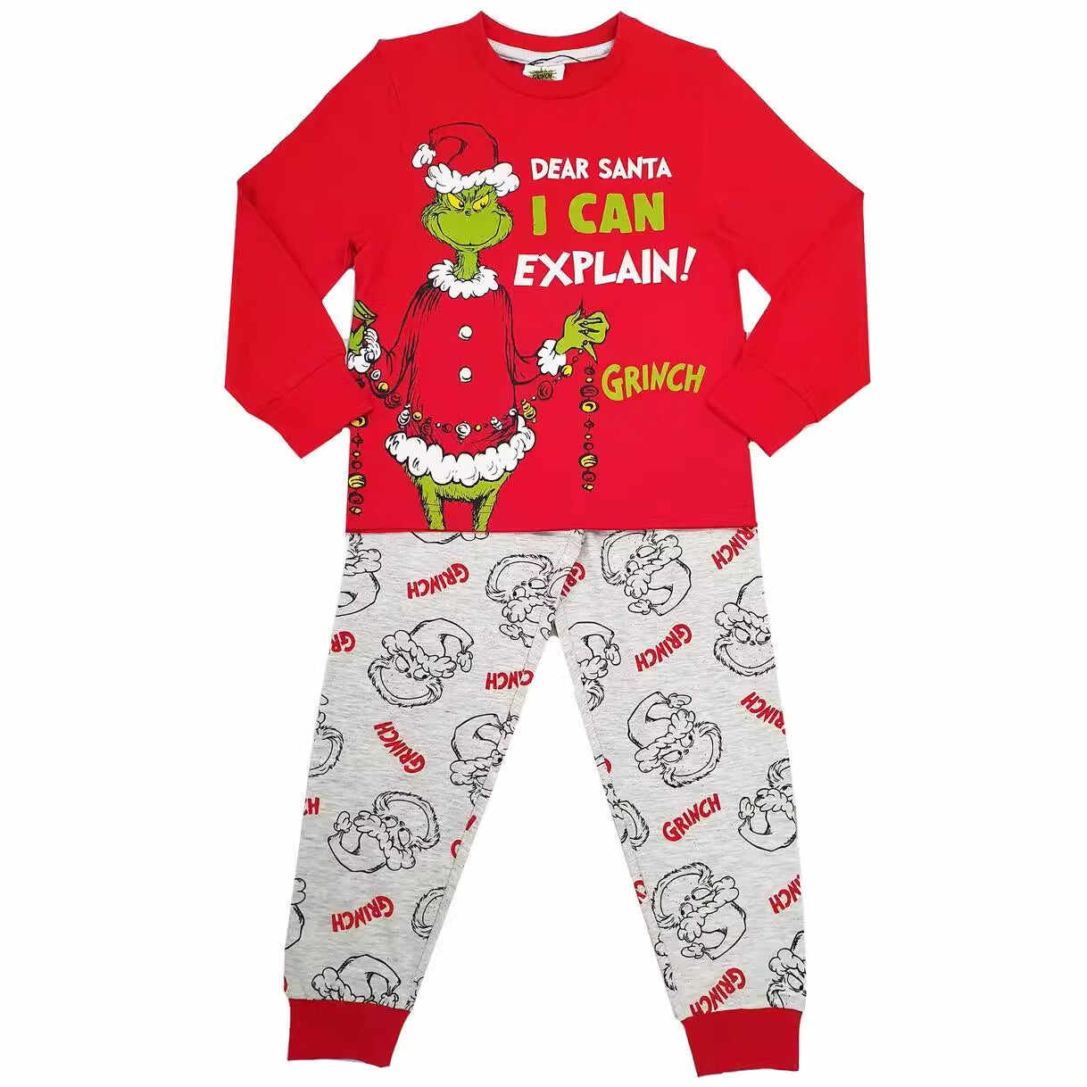 Dear Santa I can Explain! Grinch Christmas Print Family Pajama Set