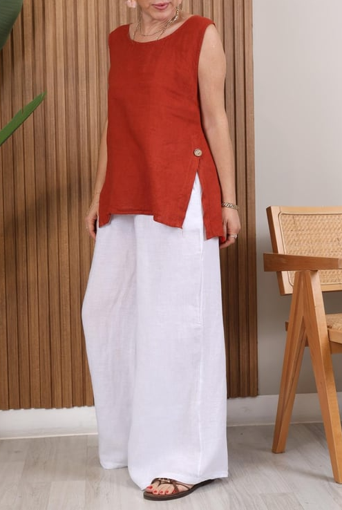 🔥Summer Arrivals🌟Women's Button-down Slit Linen Top