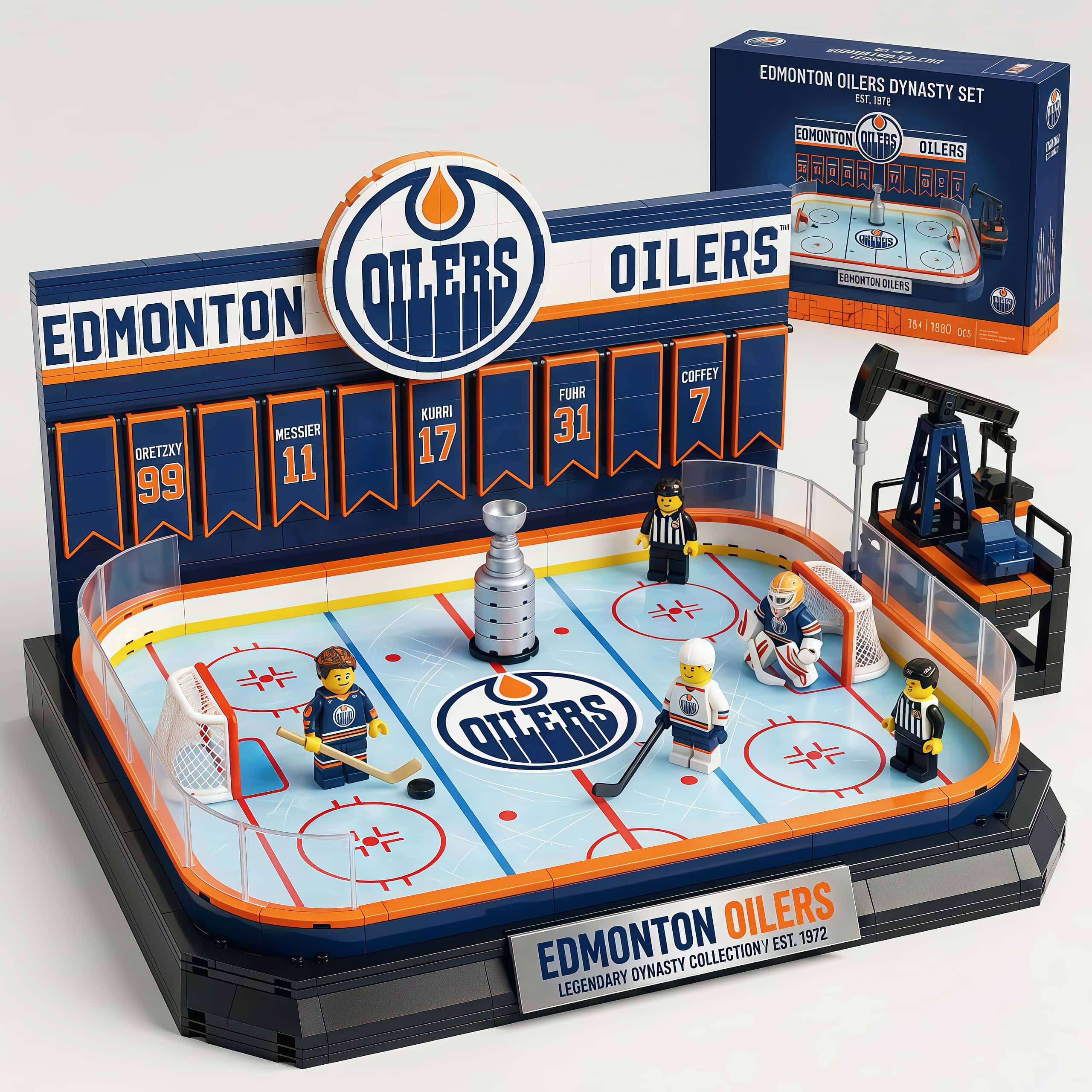Edmonton Oilers Dynasty Hockey Rink Building Block Set