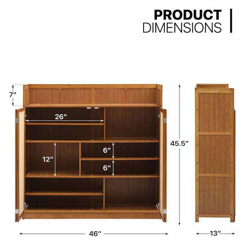 Bamboo Shoe Rack, Modern 7-Tier Storage Shelf, Large Shoe storage Shelf, Modern Doors Shoe Rack