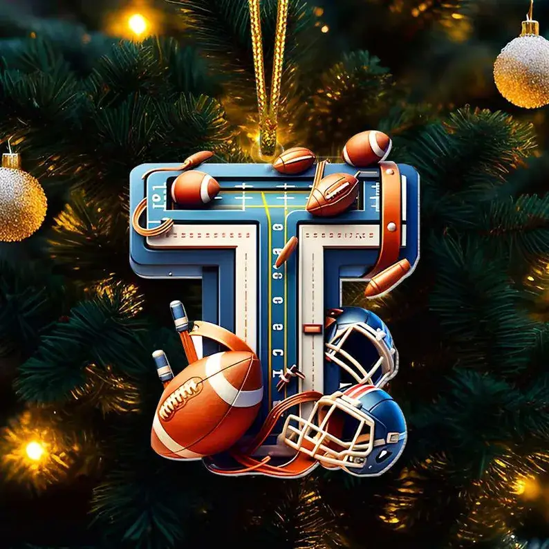 Personalized Alphabet Letter Football Ornament