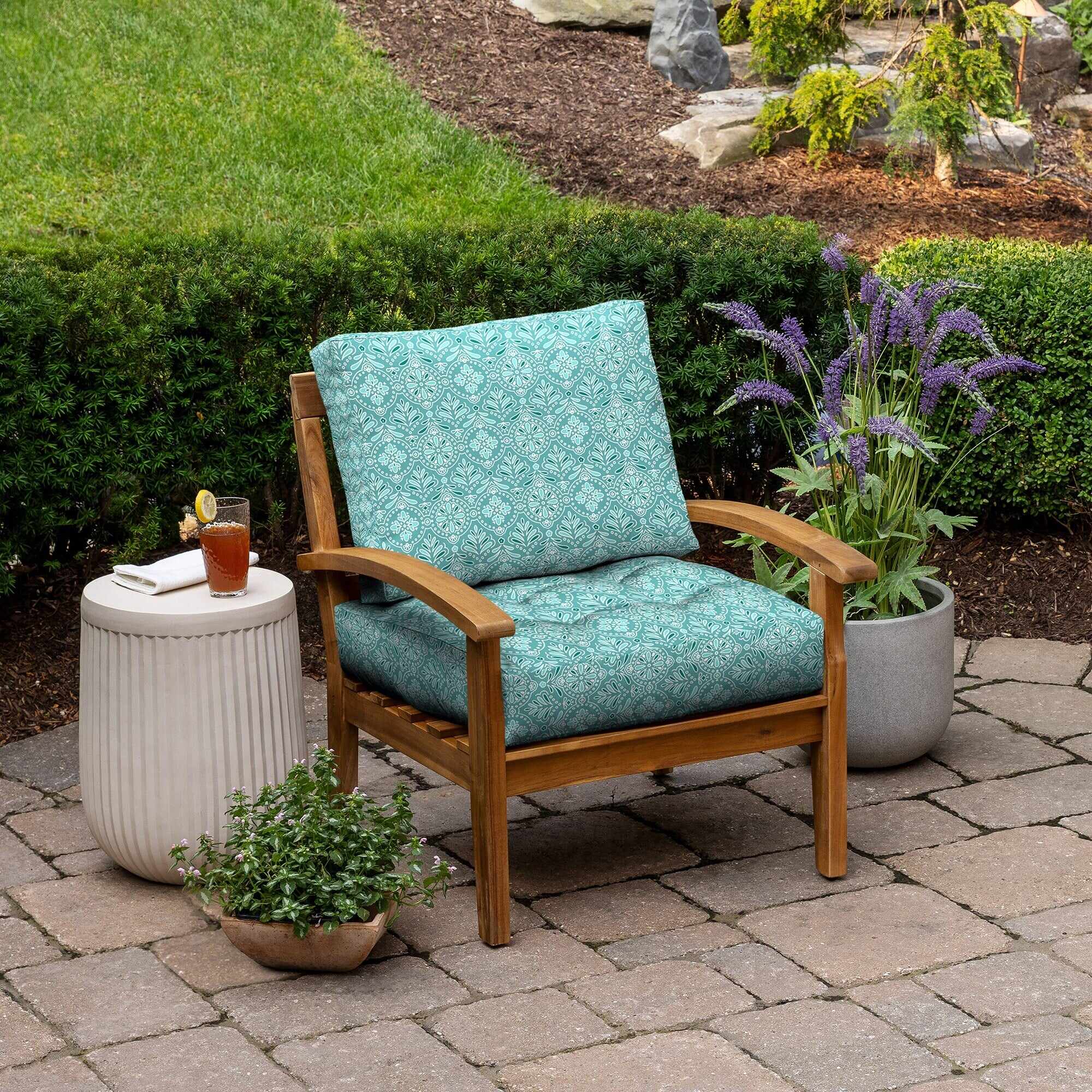 ARDEN Outdoor Plush Modern Tufted Blowfill Deep Seat Set, 24 x 24
