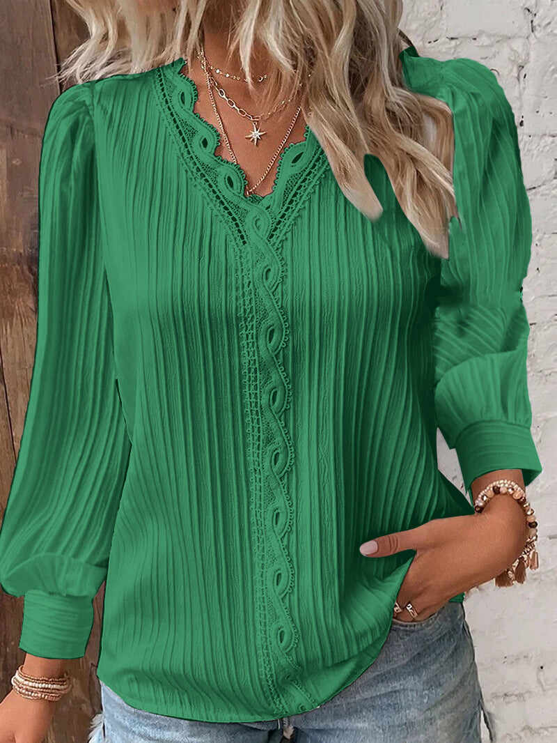 🔥Summer Arrivals🌟Women's V-neck Lace Patchwork Shirt