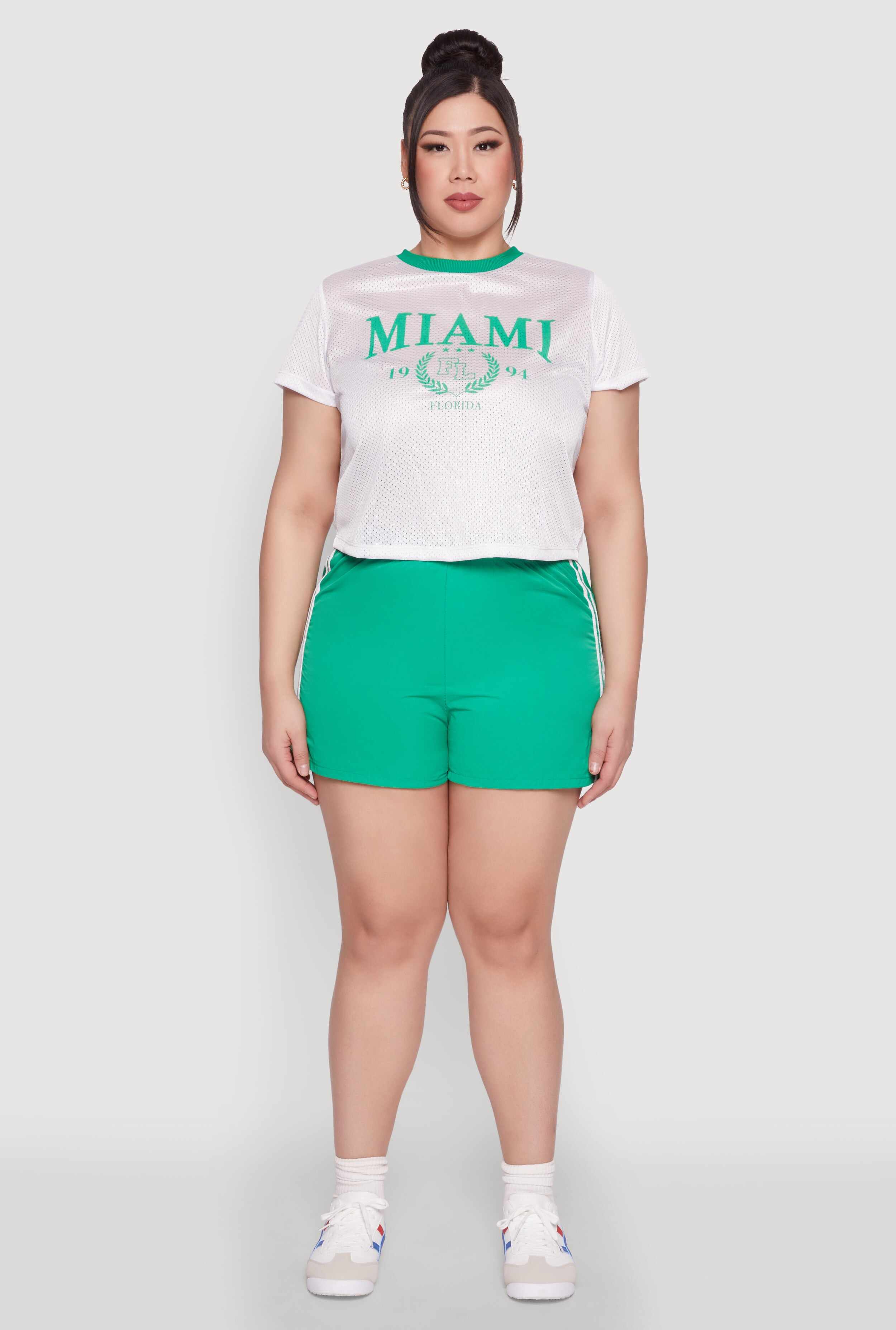 Plus Size Almost Famous Varsity Stripe Shorts