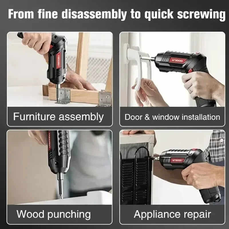 Cordless Electric Screwdriver Set 3.6V - 47-in-1 Power Tool Kit