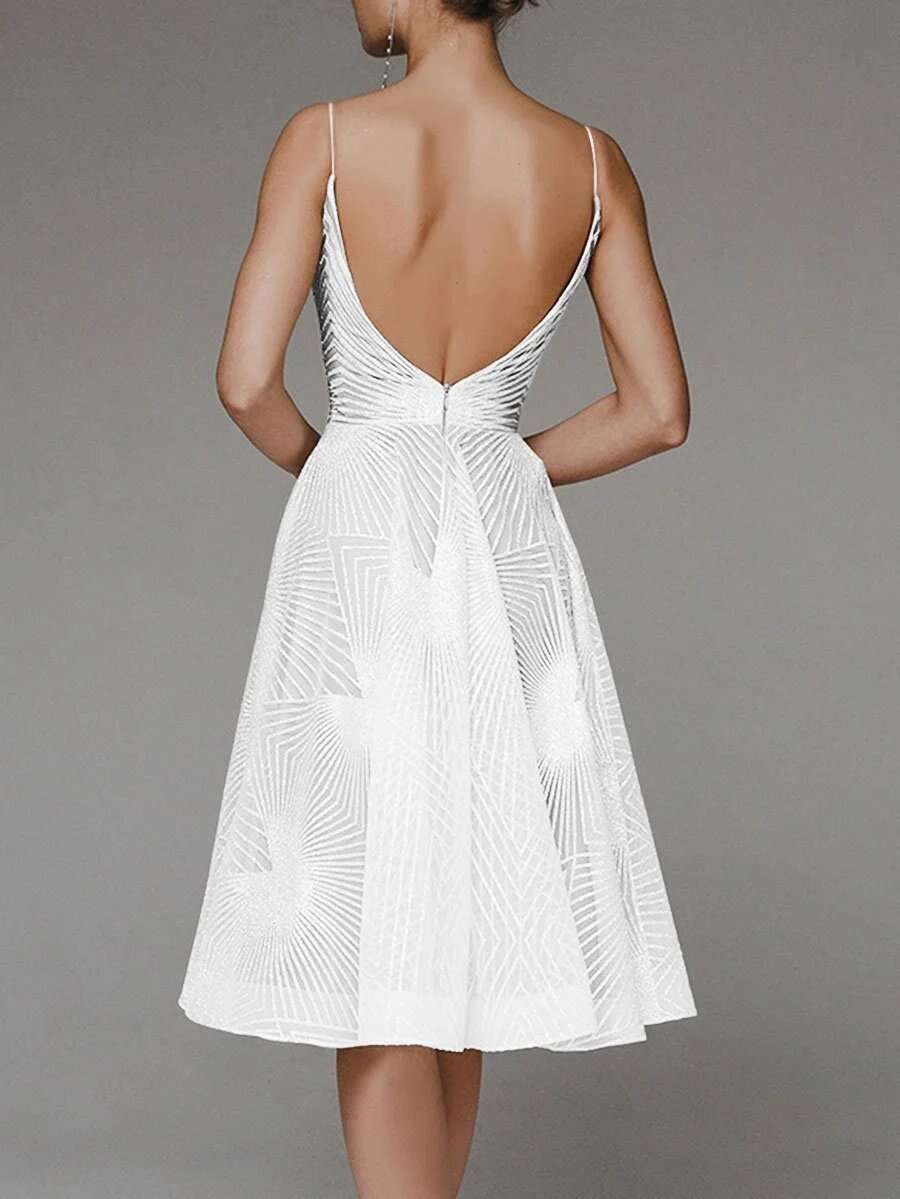 Stylish V-neck strap A-line dress