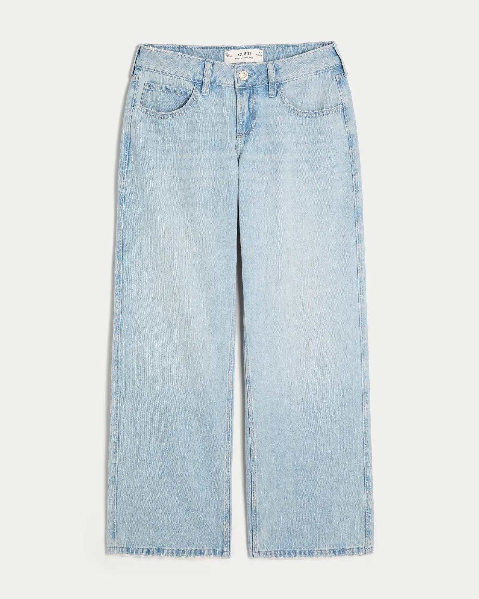 Curvy Low-Rise Light Wash Baggy Jeans