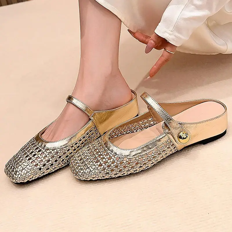 Women's Woven Square-Toe Mary Jane Mules