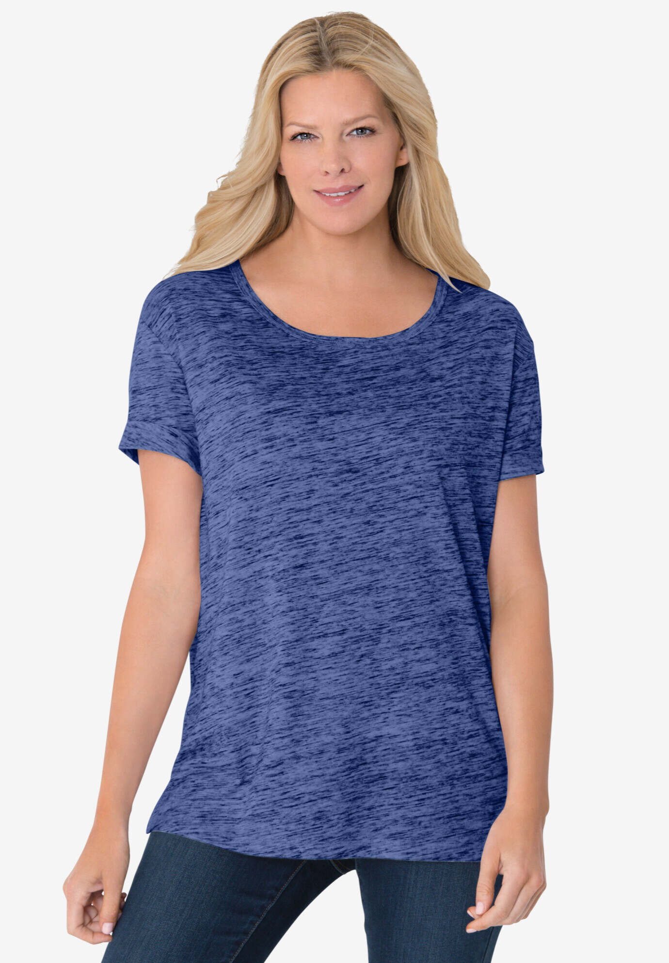 Marled Cuffed-Sleeve Tee