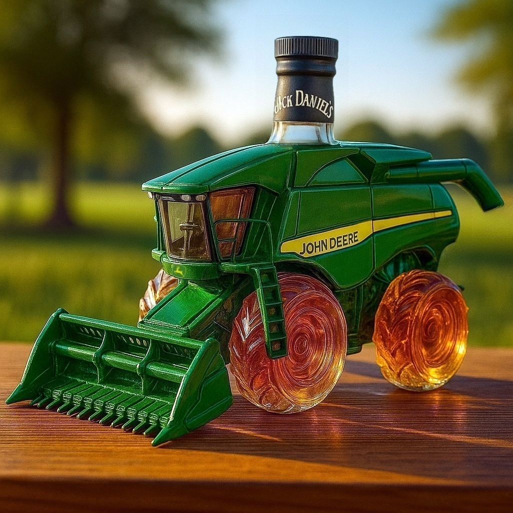 John Deere Combine Harvester Whiskey Bottle