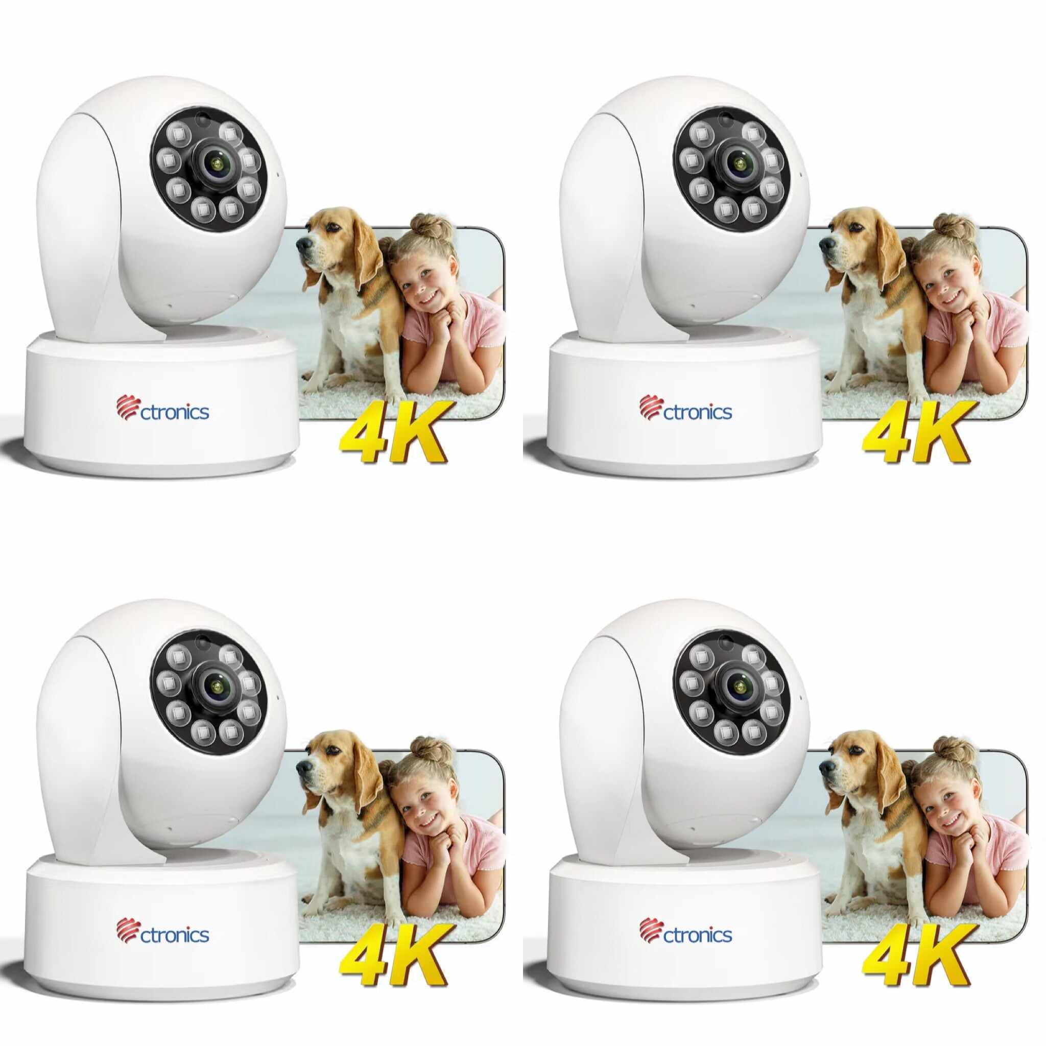 4K 8MP 2.4/5GHz WiFi Indoor Camera,AI Person/Pet Detection, 24/7 Recording