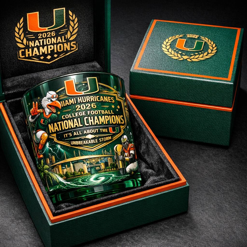 Miami Hurricanes 2026 National Champions Whiskey Glass