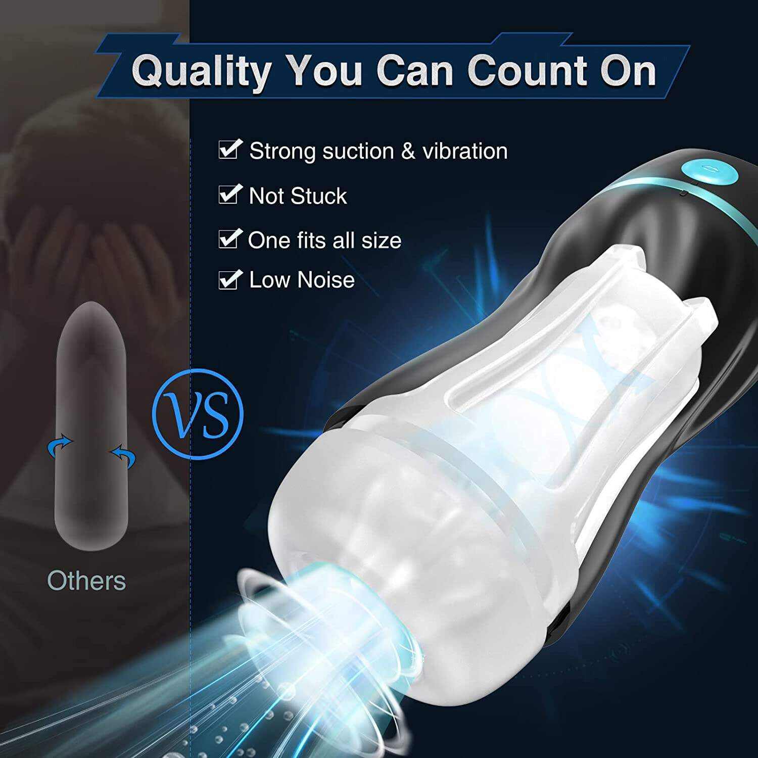 Automatic Sucking Male Masturbators - Upgraded 7 Vibration & Suction Hands Free Pocket Pussy Male Stroker with 3D Realistic Textured, Blowjob Toy Mens Adult Male Sex Toys for Men (Black)