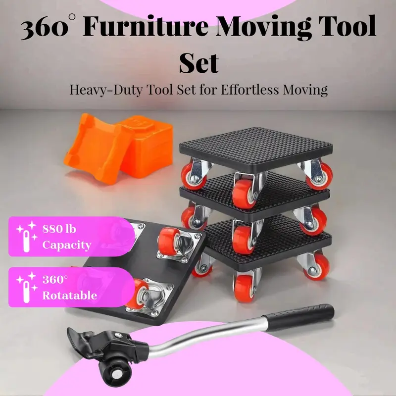 Heavy-Duty 360° Furniture Moving Tool Set – Lift & Slide Up to 1100 lbs Effortlessly