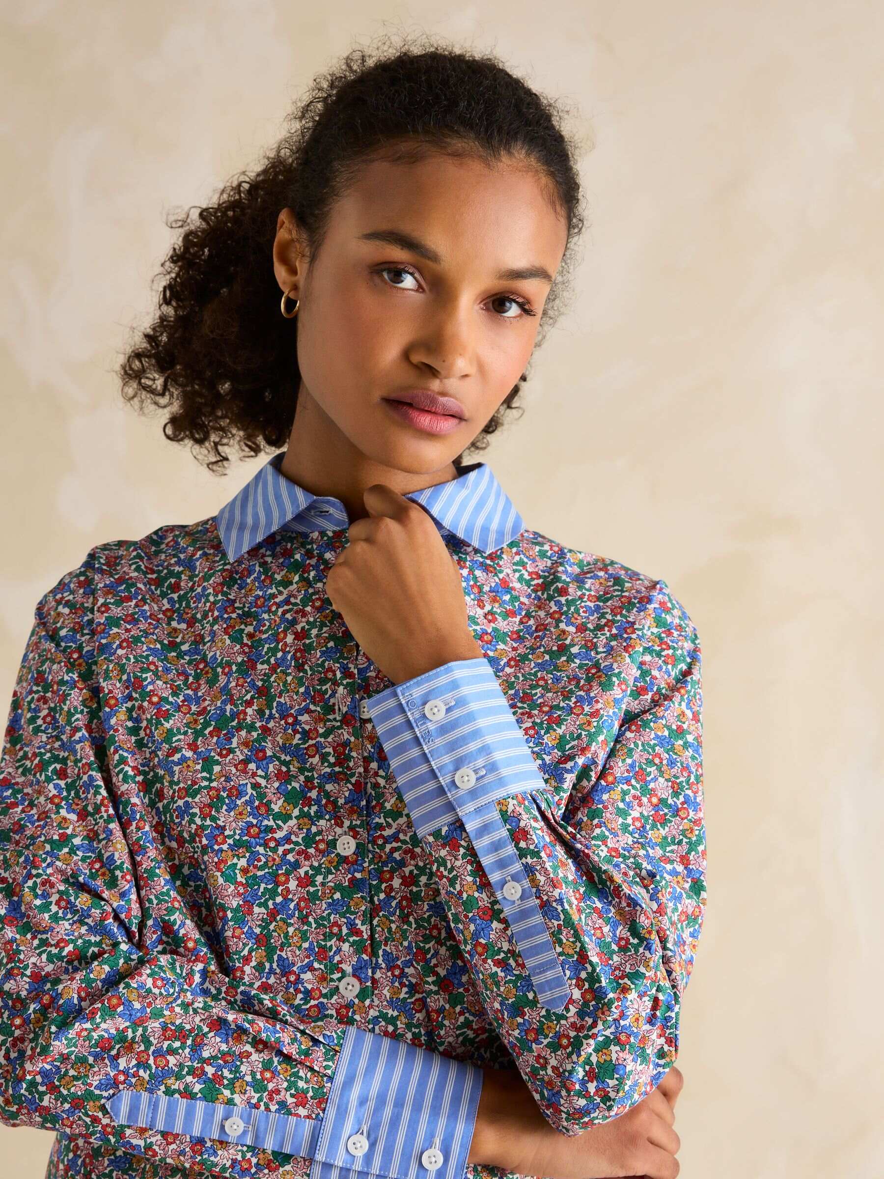 Amilla Ditsy Print Longline Relaxed Fit Shirt
