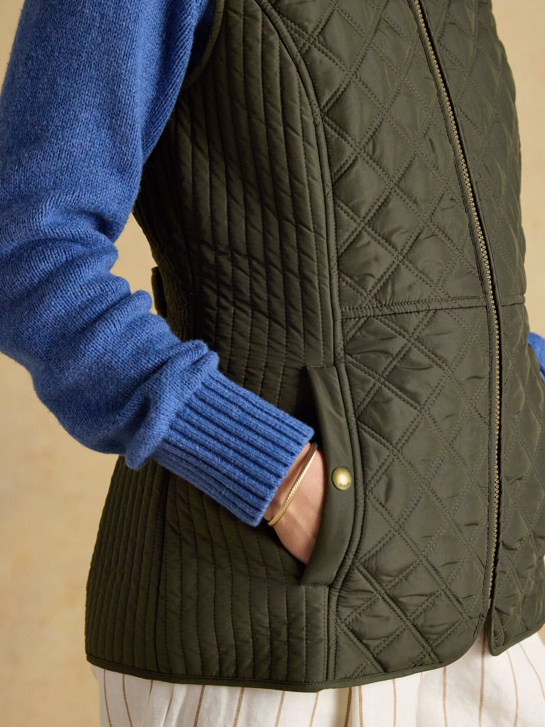 Minx Khaki Green Showerproof Diamond Quilted Gilet