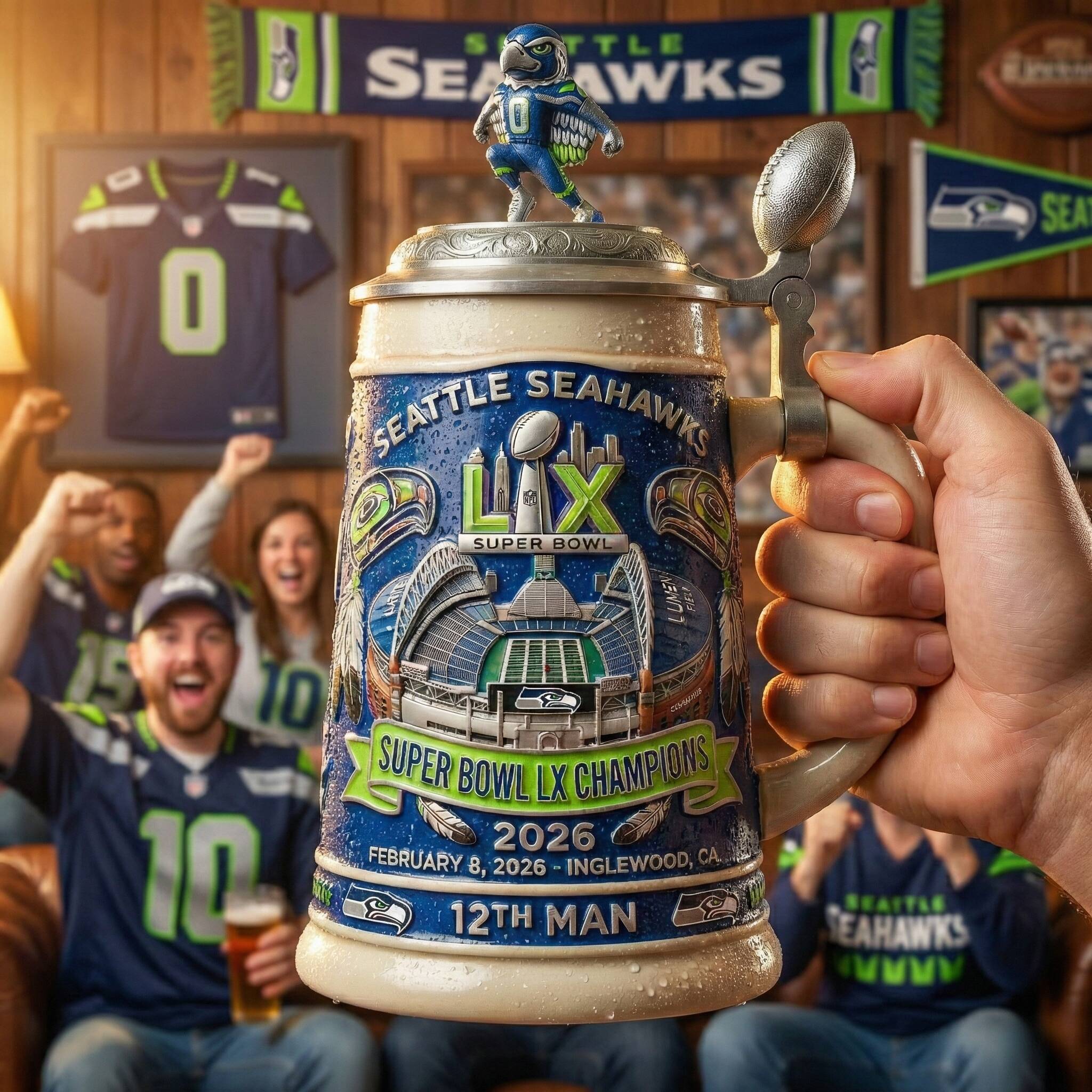 🏆 Seattle Seahawks – Super Bowl LX Champions Commemorative Stein